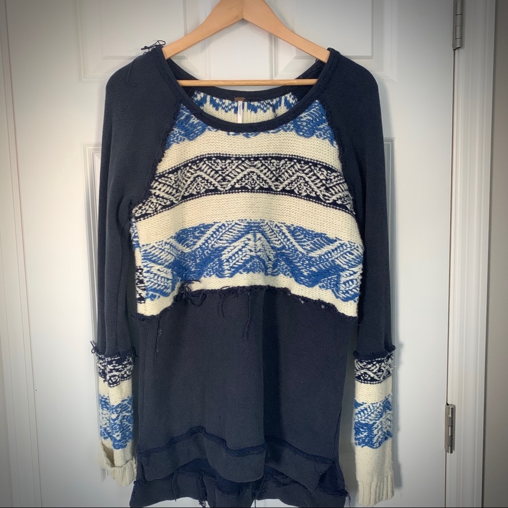 Free People Blue Boho Sweater